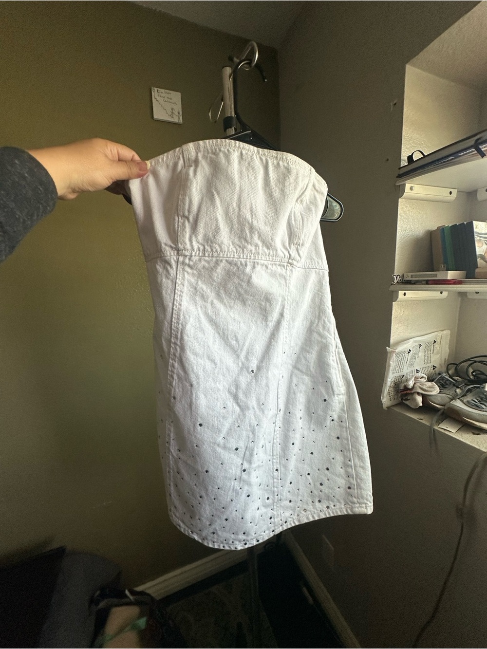 Zara White Strapless Eyelet Mini Dress